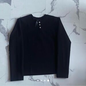 Black Long Sleeve Top with Button Detail